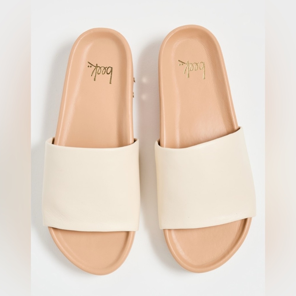 Beek Pelican Eggshell/Beach Leather Platform Slide Sandal Size 10 NIB
